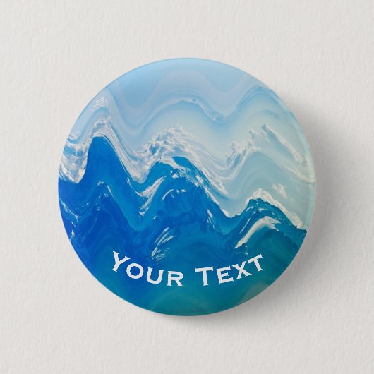 Moderne Abstrakte Blaue Ozeane Kunst Personalisier Button (Vorderseite)