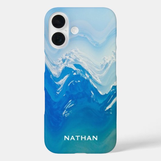 Moderne Abstrakte Blaue Ozeane Kunst Personalisier Case-Mate iPhone Hülle (Rückseite)