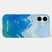 Moderne Abstrakte Blaue Ozeane Kunst Personalisier Case-Mate iPhone Hülle (Rückseite (Horizontal))