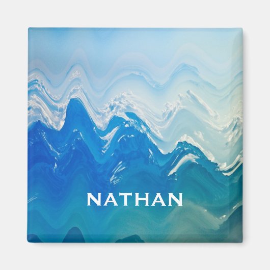 Moderne Abstrakte Blaue Ozeane Kunst Personalisier Magnet (Vorne)