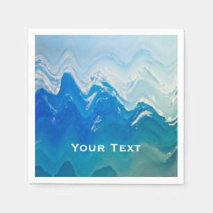 Moderne Abstrakte Blaue Ozeane Kunst Personalisier Serviette