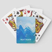 Moderne Abstrakte Blaue Ozeane Kunst Personalisier Spielkarten (Rückseite)