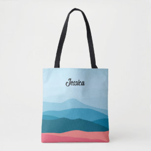 Moderne Abstrakte Blaue Rosa Berge Personalisiert Tasche