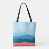 Moderne Abstrakte Blaue Rosa Berge Personalisiert Tasche (Rückseite)