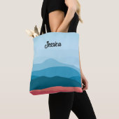 Moderne Abstrakte Blaue Rosa Berge Personalisiert Tasche (Von Nahem)