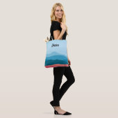 Moderne Abstrakte Blaue Rosa Berge Personalisiert Tasche (Am Model)