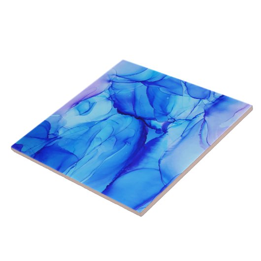 Moderne Abstrakte blaue und Lila Farbtöne Kunst, K Fliese (Seite)