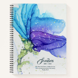 Moderne Abstrakte Blaue Violette Florale Benannt Notizblock