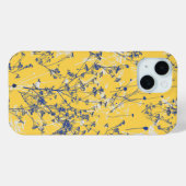 Moderne Abstrakte blaue Wildblumen auf Gelb Case-Mate iPhone Hülle (Rückseite (Horizontal))