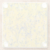 Moderne Abstrakte blaue Wildblumen auf Senf Yellow Glasuntersetzer (Rückseite)