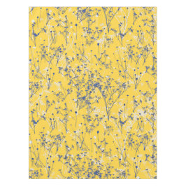Moderne Abstrakte blaue Wildblumen auf Senf Yellow Tischdecke