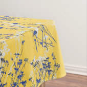 Moderne Abstrakte blaue Wildblumen auf Senf Yellow Tischdecke (Beispiel)