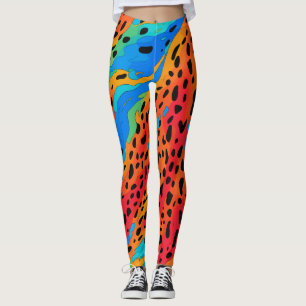 Moderne Abstrakte Blauer Orangenart Leggings