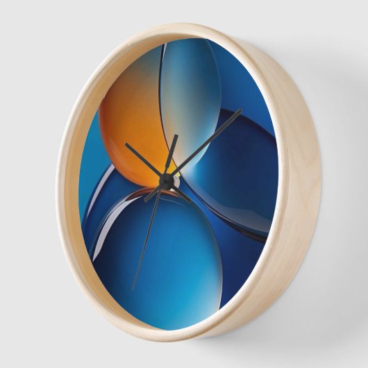 "Moderne Abstrakte Blauer und Orangefarbene Glasku Uhr (Winkel)