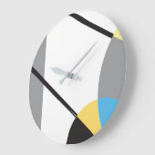 Moderne Abstrakte blaugelbe schwarze Linien Große Wanduhr (Winkel)