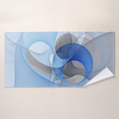 Moderne Abstrakte blaugraue Fraktal Grafik Badehandtuch (Badehandtuch)