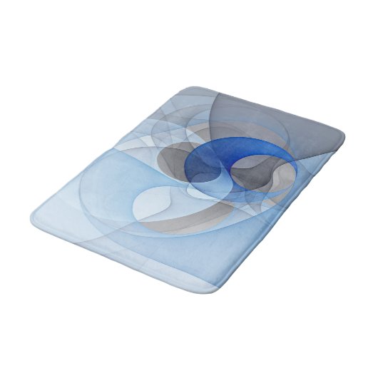 Moderne Abstrakte blaugraue Fraktal Grafik Badematte (Schrägansicht)