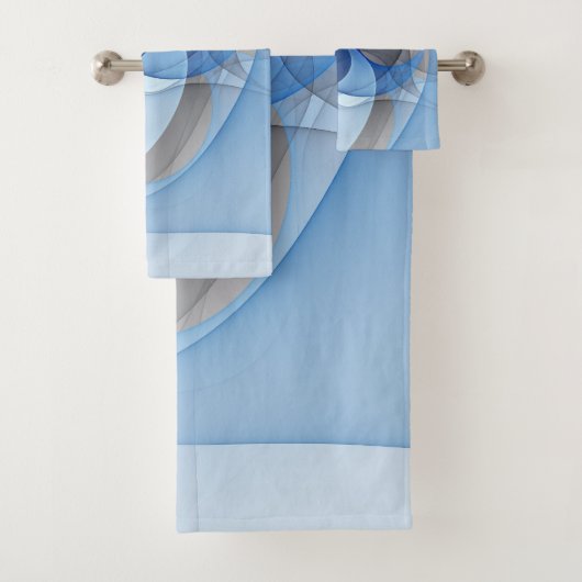Moderne Abstrakte blaugraue Fraktal Grafik Badhandtuch Set (Insitu)