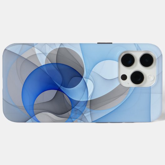 Moderne Abstrakte blaugraue Fraktal Grafik Case-Mate iPhone Hülle (Rückseite (Horizontal))