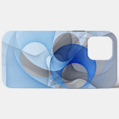 Moderne Abstrakte blaugraue Fraktal Grafik Case-Mate iPhone Hülle (Rückseite (Horizontal))
