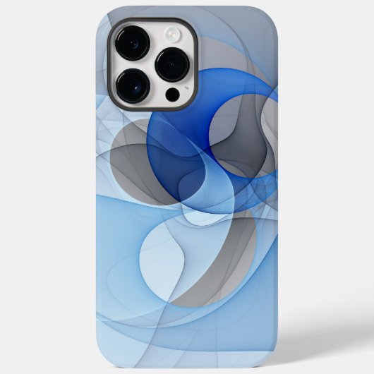 Moderne Abstrakte blaugraue Fraktal Grafik Case-Mate iPhone Hülle (Rückseite)