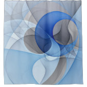 Moderne Abstrakte blaugraue Fraktal Grafik Duschvorhang (Vorderseite)