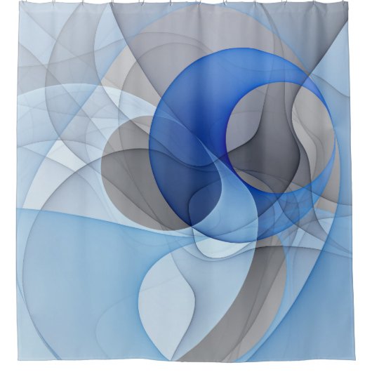 Moderne Abstrakte blaugraue Fraktal Grafik Duschvorhang (Vorderseite)