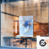 Moderne Abstrakte blaugraue Fraktal Grafik Fensteraufkleber (Café-Fenster)