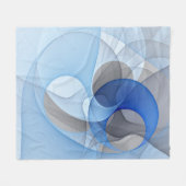 Moderne Abstrakte blaugraue Fraktal Grafik Fleecedecke (Vorderseite (Horizontal))