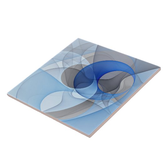 Moderne Abstrakte blaugraue Fraktal Grafik Fliese (Seite)