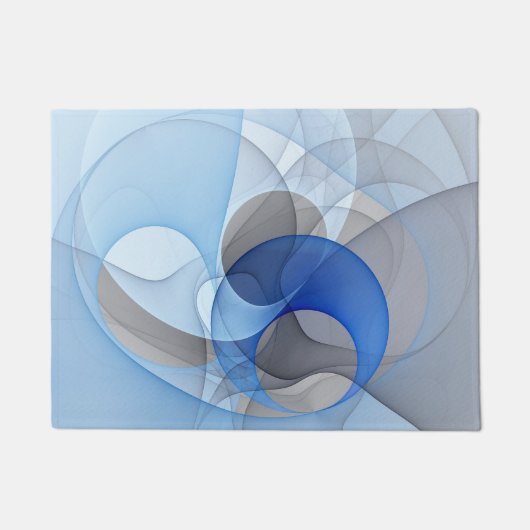 Moderne Abstrakte blaugraue Fraktal Grafik Fußmatte (Vorderseite)