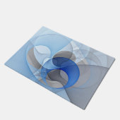 Moderne Abstrakte blaugraue Fraktal Grafik Fußmatte (Schrägansicht)