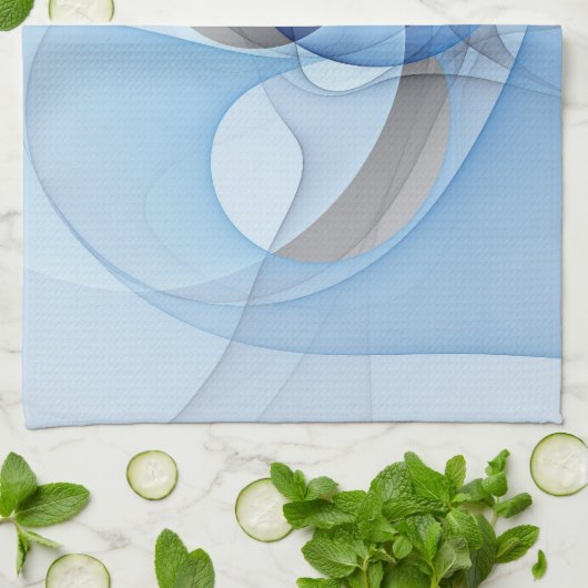 Moderne Abstrakte blaugraue Fraktal Grafik Geschirrtuch (Gefaltet)
