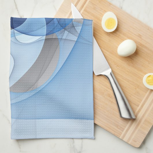 Moderne Abstrakte blaugraue Fraktal Grafik Geschirrtuch (Viertel Falte)