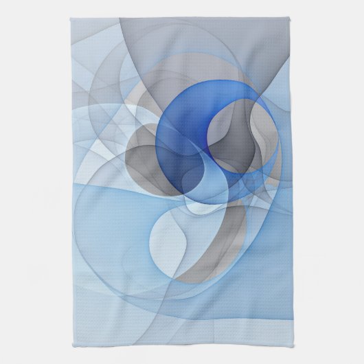 Moderne Abstrakte blaugraue Fraktal Grafik Geschirrtuch (Vertikal)