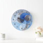Moderne Abstrakte blaugraue Fraktal Grafik Große Wanduhr (Zuhause)