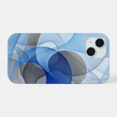 Moderne Abstrakte blaugraue Fraktal Grafik iPhone 15 Hülle (Rückseite (Horizontal))