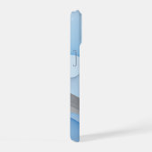 Moderne Abstrakte blaugraue Fraktal Grafik iPhone 15 Hülle (Rechte Seite)