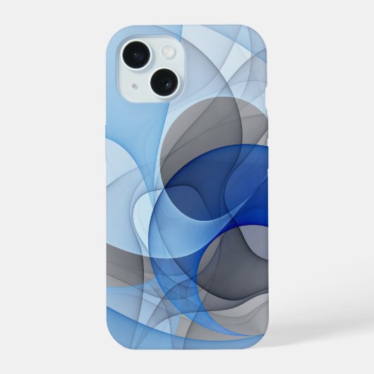 Moderne Abstrakte blaugraue Fraktal Grafik iPhone 15 Hülle (Rückseite)