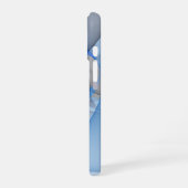 Moderne Abstrakte blaugraue Fraktal Grafik iPhone 16 Hülle (Linke Seite)