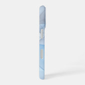 Moderne Abstrakte blaugraue Fraktal Grafik iPhone 16 Hülle (Rechte Seite)