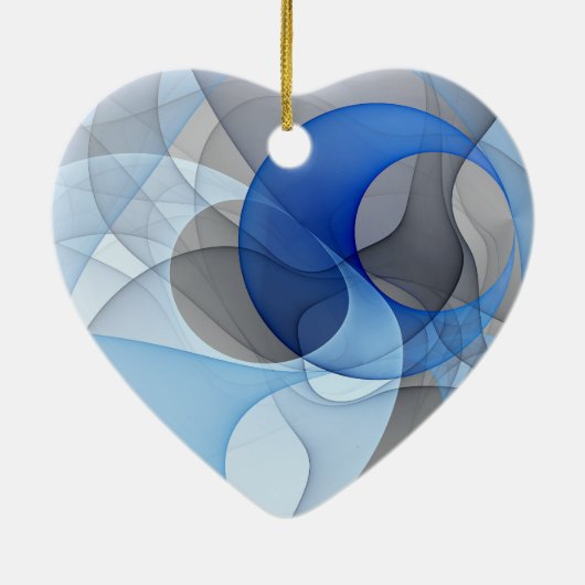 Moderne Abstrakte blaugraue Fraktal Grafik Keramik Ornament (Hinten)