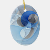 Moderne Abstrakte blaugraue Fraktal Grafik Keramik Ornament (Hinten)