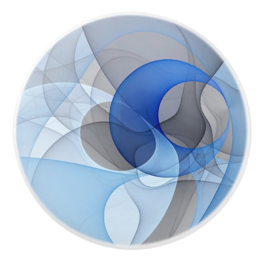 Moderne Abstrakte blaugraue Fraktal Grafik Keramikknauf (Vorderseite)