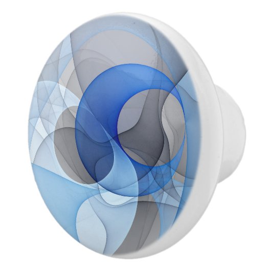 Moderne Abstrakte blaugraue Fraktal Grafik Keramikknauf (Rechts)