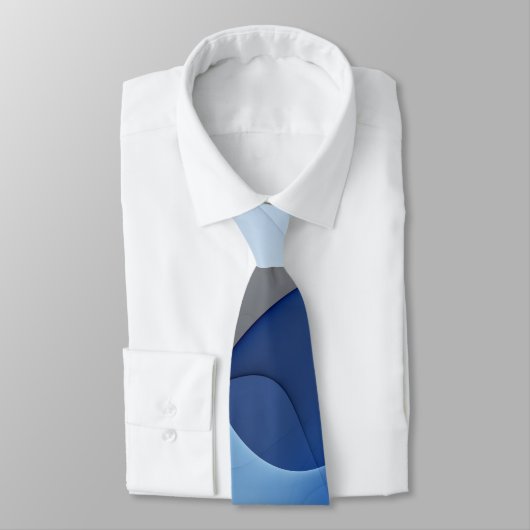 Moderne Abstrakte blaugraue Fraktal Grafik Krawatte (Gebunden)