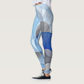 Moderne Abstrakte blaugraue Fraktal Grafik Leggings (Links)