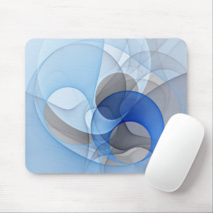 Moderne Abstrakte blaugraue Fraktal Grafik Mousepad