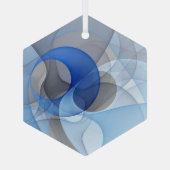 Moderne Abstrakte blaugraue Fraktal Grafik Ornament Aus Glas (Rückseite)