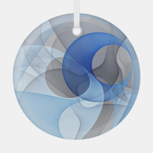 Moderne Abstrakte blaugraue Fraktal Grafik Ornament Aus Glas